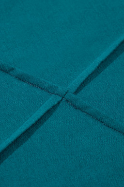 Blue Sapphire Solid Color Stitching Detail Round Neck Tank Top