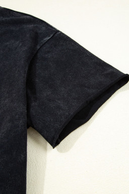 Black HOWDY Steer Head Print Side Slits Graphic T Shirt