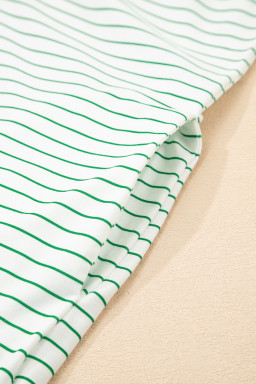 Green Stripe Ruffle Short Sleeve T Shirt Mini Dress