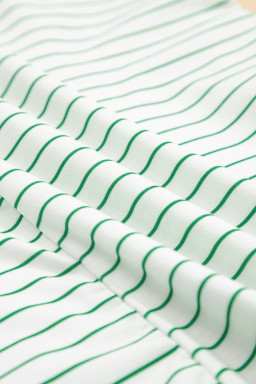 Green Stripe Ruffle Short Sleeve T Shirt Mini Dress