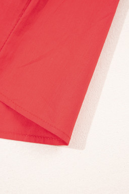 Fiery Red V Neck Flutter Sleeve Smocked Bodice High Waist Ruffle Maxi Dress