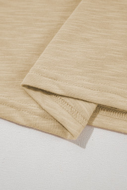 Tan Contrast Trim Round Neck Tank Top