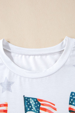 Khaki Patriotic Flag Bow Graphic Starry Round Neck T Shirt