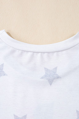 Khaki Patriotic Flag Bow Graphic Starry Round Neck T Shirt