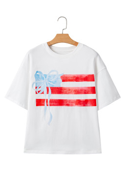 White Flag Bow Graphic Crewneck Tee
