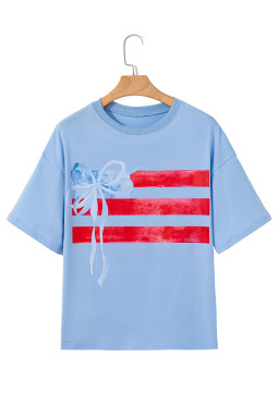 Myosotis Flag Bow Graphic Crewneck Tee
