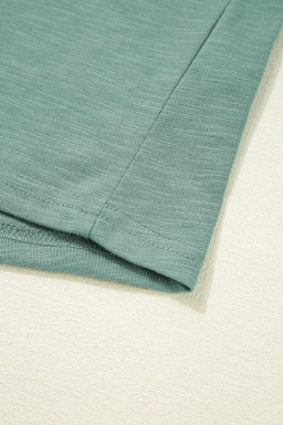 Mist Green Contrast Trim Round Neck Tank Top