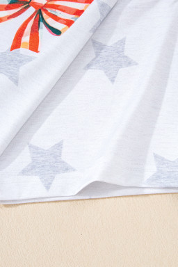 Khaki Patriotic Flag Bow Graphic Starry Round Neck T Shirt