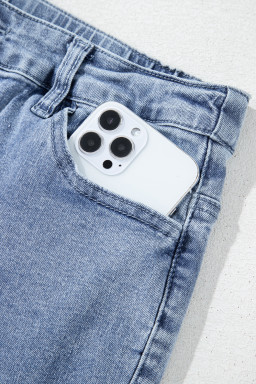 Dusk Blue Star Patched Straight Leg Loose Jeans