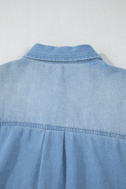 Beau Blue Washed Raw Hem Denim Shirt Dress