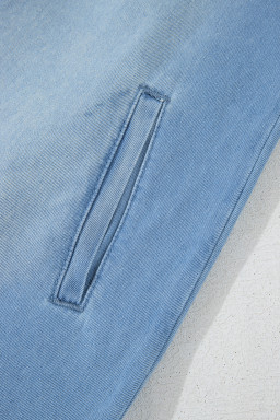 Beau Blue Washed Raw Hem Denim Shirt Dress