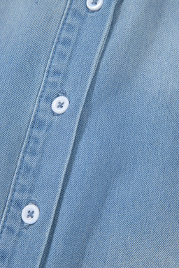 Beau Blue Washed Raw Hem Denim Shirt Dress