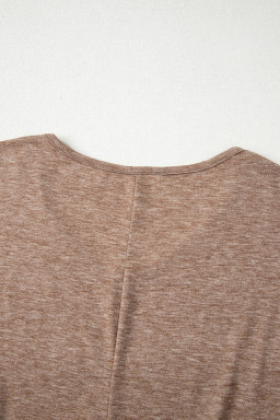 Dune Solid Color V Neck Double Layer Sleeve Loose T-Shirt