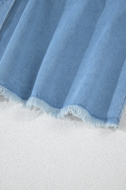 Beau Blue Washed Raw Hem Denim Shirt Dress