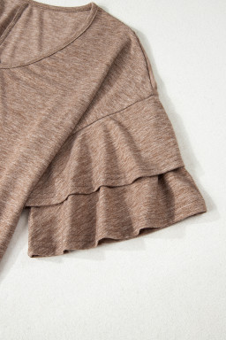 Dune Solid Color V Neck Double Layer Sleeve Loose T-Shirt