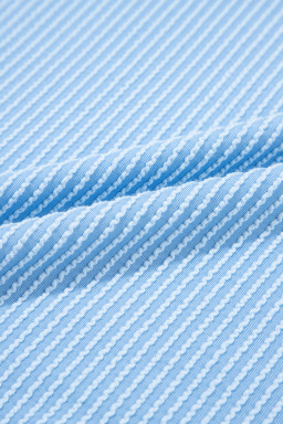 Dark Blue Corded Knit Color Block Pocketed Crew Neck T Shirt