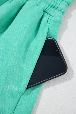 Sea Green Drawstring Waist Backless Short Sleeve Romper