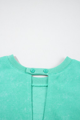 Sea Green Drawstring Waist Backless Short Sleeve Romper