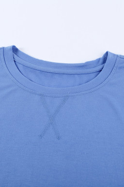 Sky Blue Crew Neck Colorblock Tee