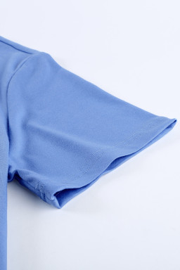 Sky Blue Crew Neck Colorblock Tee