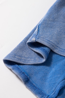 Sky Blue Mineral Wash Ribbed Notch Neck Tank Top