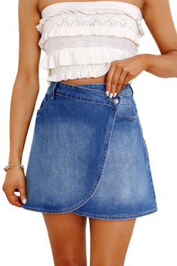 Ashleigh Blue Wrapped Crossed Waist Denim Mini Skirt