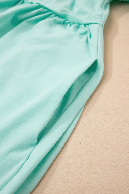 Moonlight Jade Solid Color Pocket Raw Edge Babydoll Dress