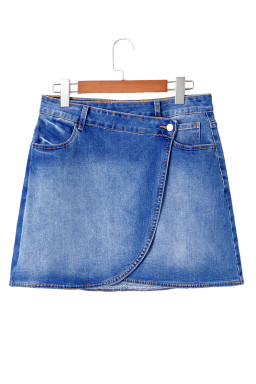 Ashleigh Blue Wrapped Crossed Waist Denim Mini Skirt
