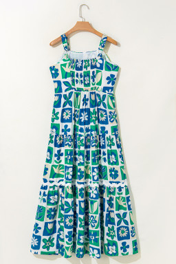 Multicolour Boho Floral Checkered Maxi Dress