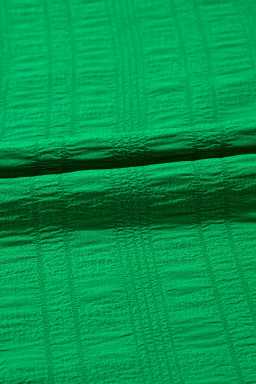 Dark Green Ruffle Sleeve Textured Smocked Blouse