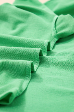 Mint Green V Neck Drop Shoulder Tee and Patchwork Shorts Set