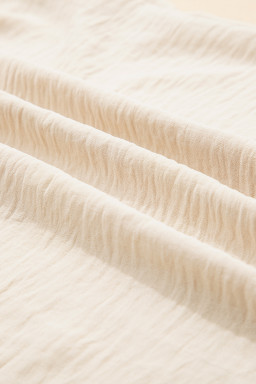 Parchment Frill Trim V Neck Crinkled Sleeveless Top