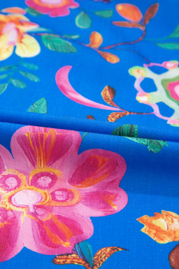 Blue Puff Sleeve Button Up Boho Floral Shirt