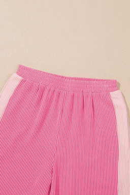 Sachet Pink Colorblock Patchwork Corded Pants Set