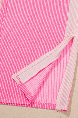 Sachet Pink Colorblock Patchwork Corded Pants Set