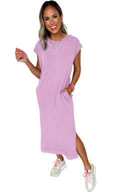 Wisteria Mineral Wash Pocketed T-shirt Dress