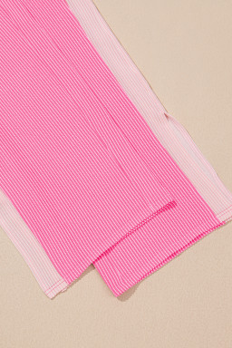 Sachet Pink Colorblock Patchwork Corded Pants Set