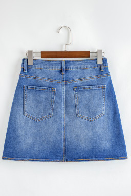 Ashleigh Blue Wrapped Crossed Waist Denim Mini Skirt