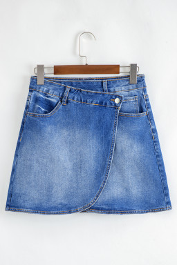 Ashleigh Blue Wrapped Crossed Waist Denim Mini Skirt