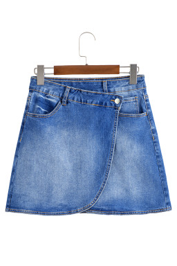 Ashleigh Blue Wrapped Crossed Waist Denim Mini Skirt