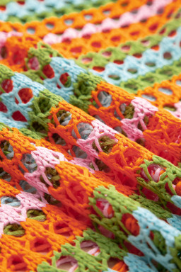 Carrot Striped Hollow Knit Summer Beach Cover Up