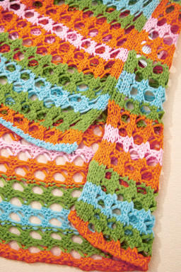 Carrot Striped Hollow Knit Summer Beach Cover Up