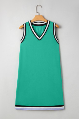 Mint Green Contrast Trim V Neck Sleeveless Mini Dress