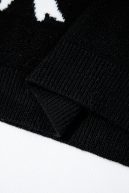 Black Bow Pattern Short Sleeve Knit Top