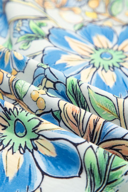 Spinach Green Botanical Floral Print Ruffle Pleated Mini Dress