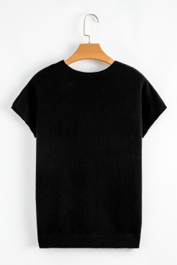 Black Bow Pattern Short Sleeve Knit Top