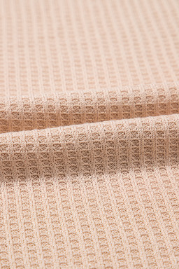 Light French Beige Cactus Graphic Waffle Half Sleeve Tee and Shorts Set