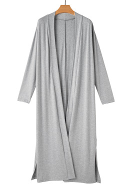 Light Grey Split Long Cardigan and Skinny Pants Loungewear Set