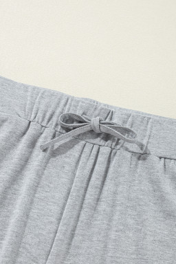 Light Grey Split Long Cardigan and Skinny Pants Loungewear Set