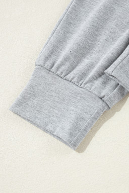 Light Grey Split Long Cardigan and Skinny Pants Loungewear Set